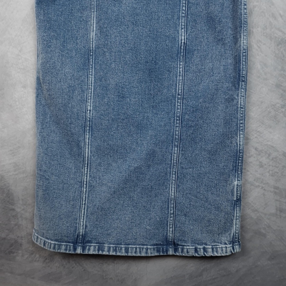 Abercrombie & Fitch Dress Womens XS Blue Denim Colomn Bodycon Midi Square Neck - Picture 6 of 16
